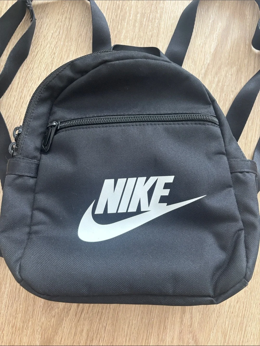 Nike Black Mini Backpack with White Swoosh Logo